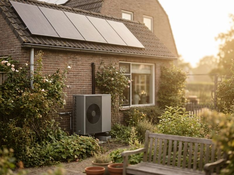 Woning met warmtepomp en zonnepanelen