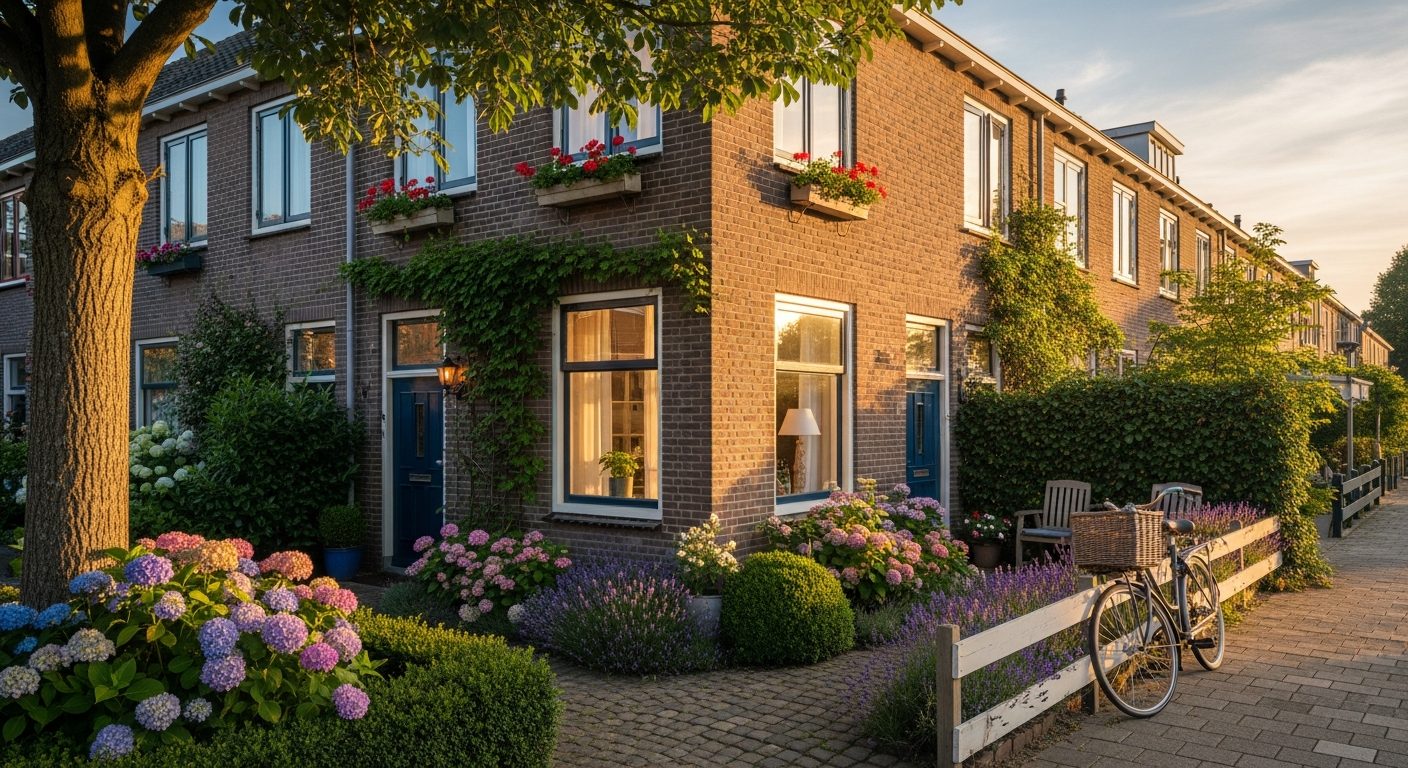 Nederlandse hoekwoning met zijtuin — energielabel hoekwoning