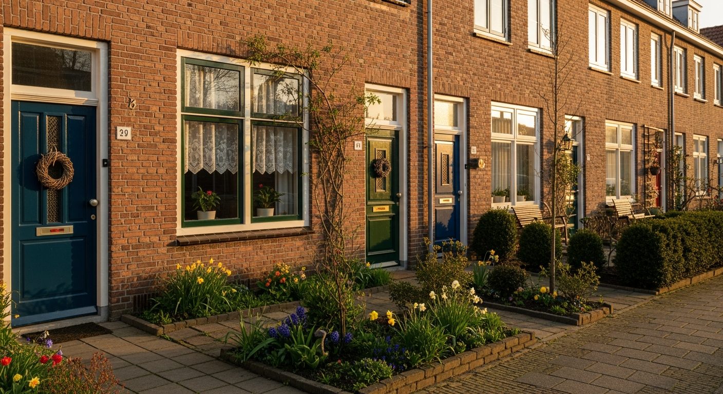 Nederlandse huurwoningen in een straat — energielabel huurwoning