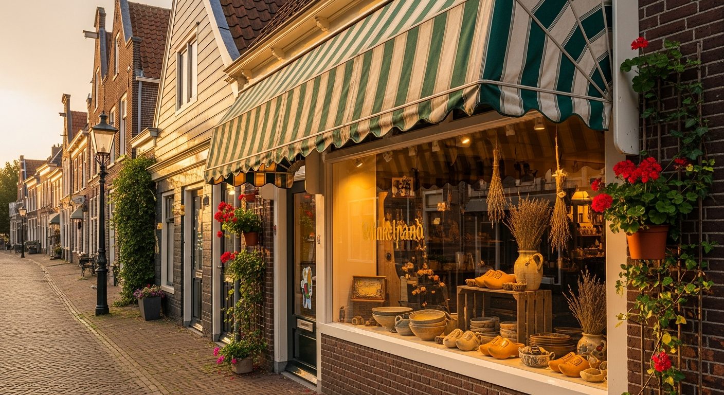 Nederlands winkelpand aan een straat — energielabel winkelpand